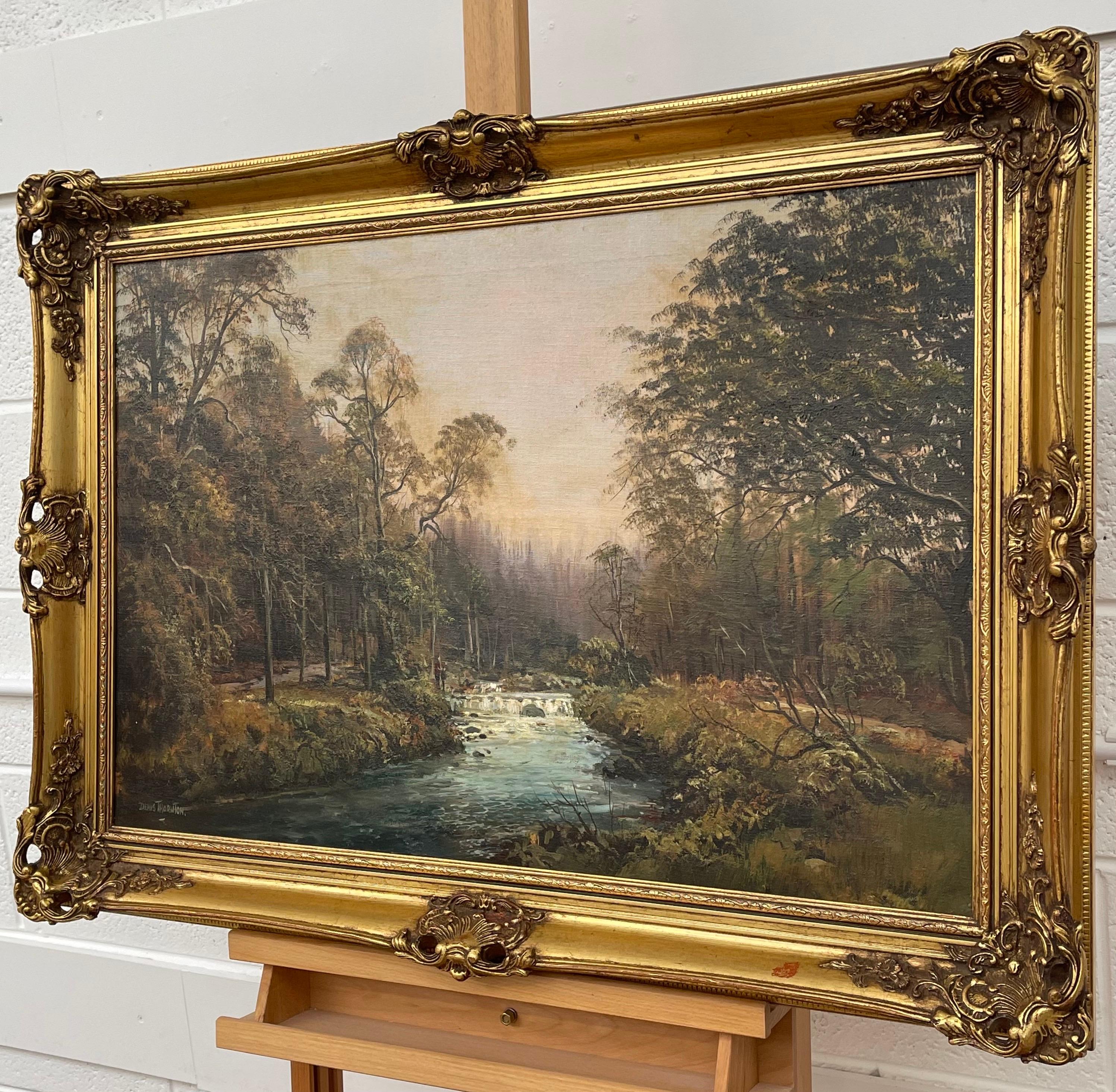 Originales Gemälde einer Waldlandschaft in Nordirland des 20. Jahrhunderts des Künstlers (Braun), Landscape Painting, von Denis Thornton