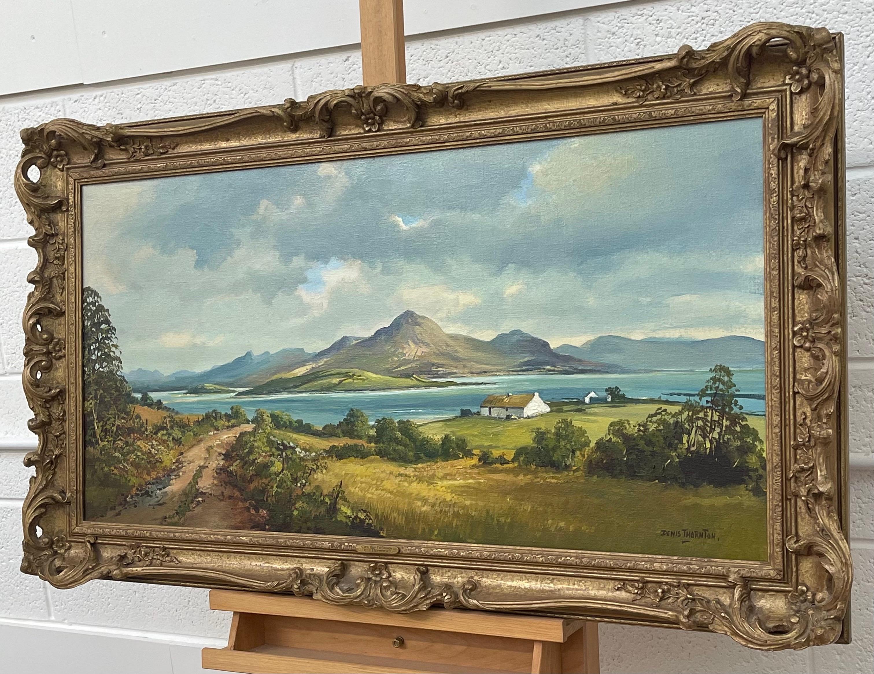 Pintura original de posguerra de la bahía de Clew, condado de Galway, Irlanda, por un artista moderno - Figurative Painting Marrón de Denis Thornton