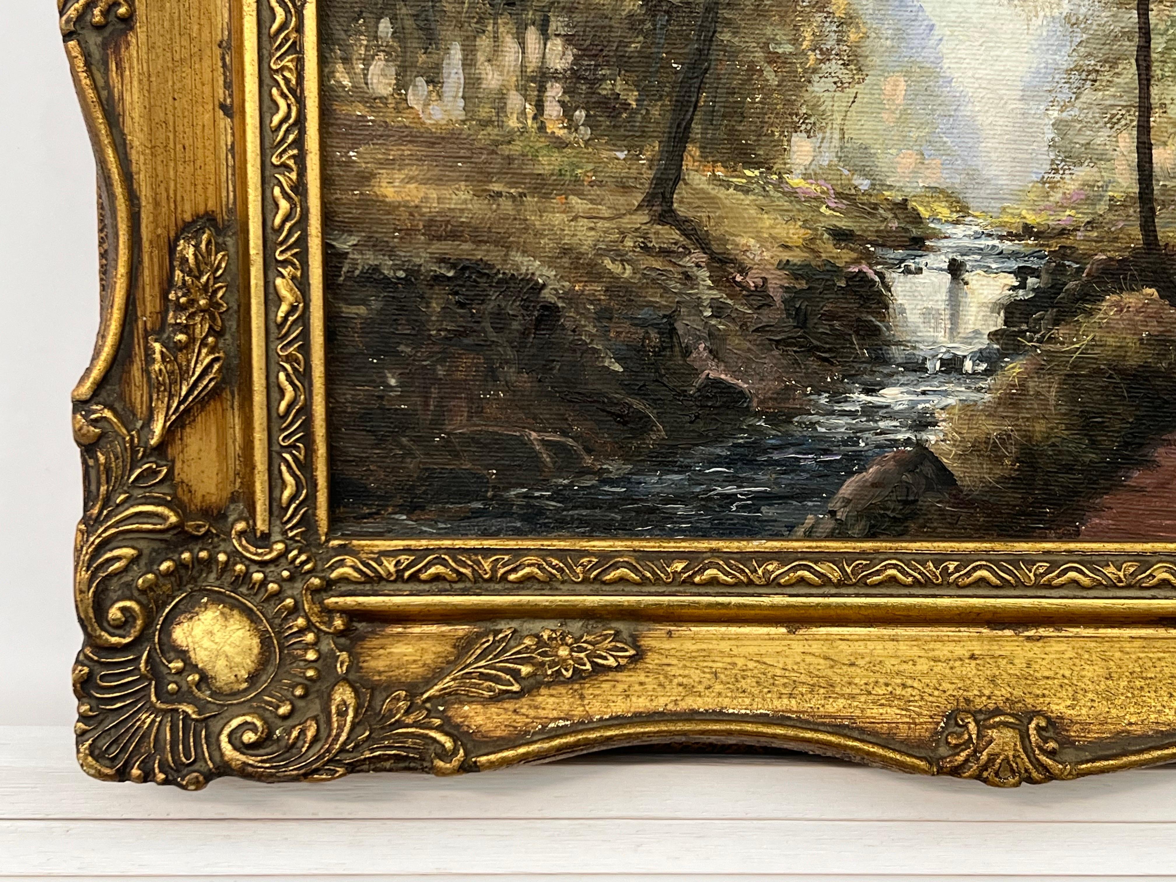 Vintage Oil Painting of Tollymore Forest River in Ireland by Modern Irish Artist For Sale 6