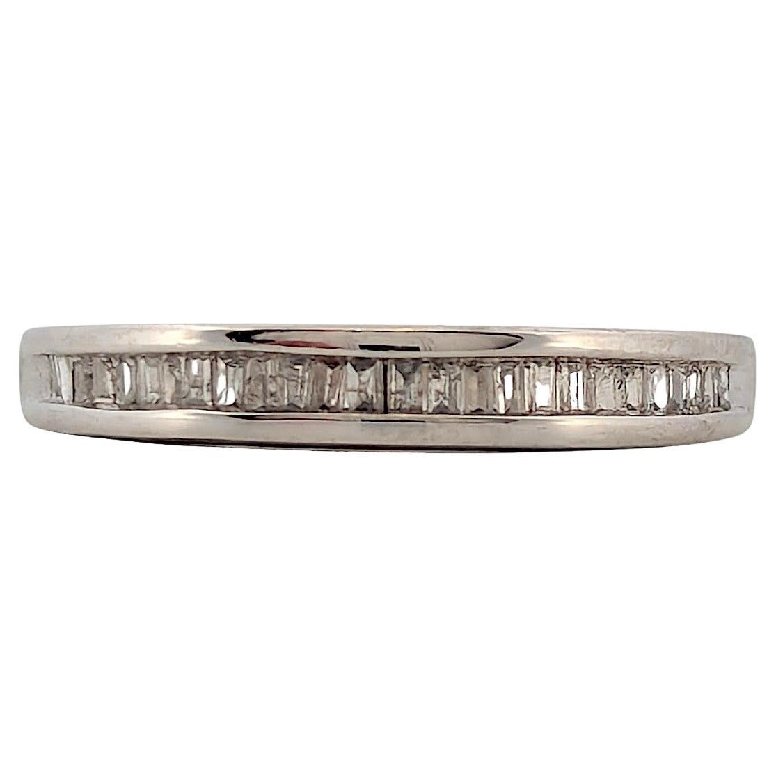 Denise  14k White Gold Band with .52 ctw Baguette Diamonds For Sale