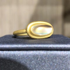 Denise Betesh Entrancing Oval Rainbow Moonstone One of a Kind Ring