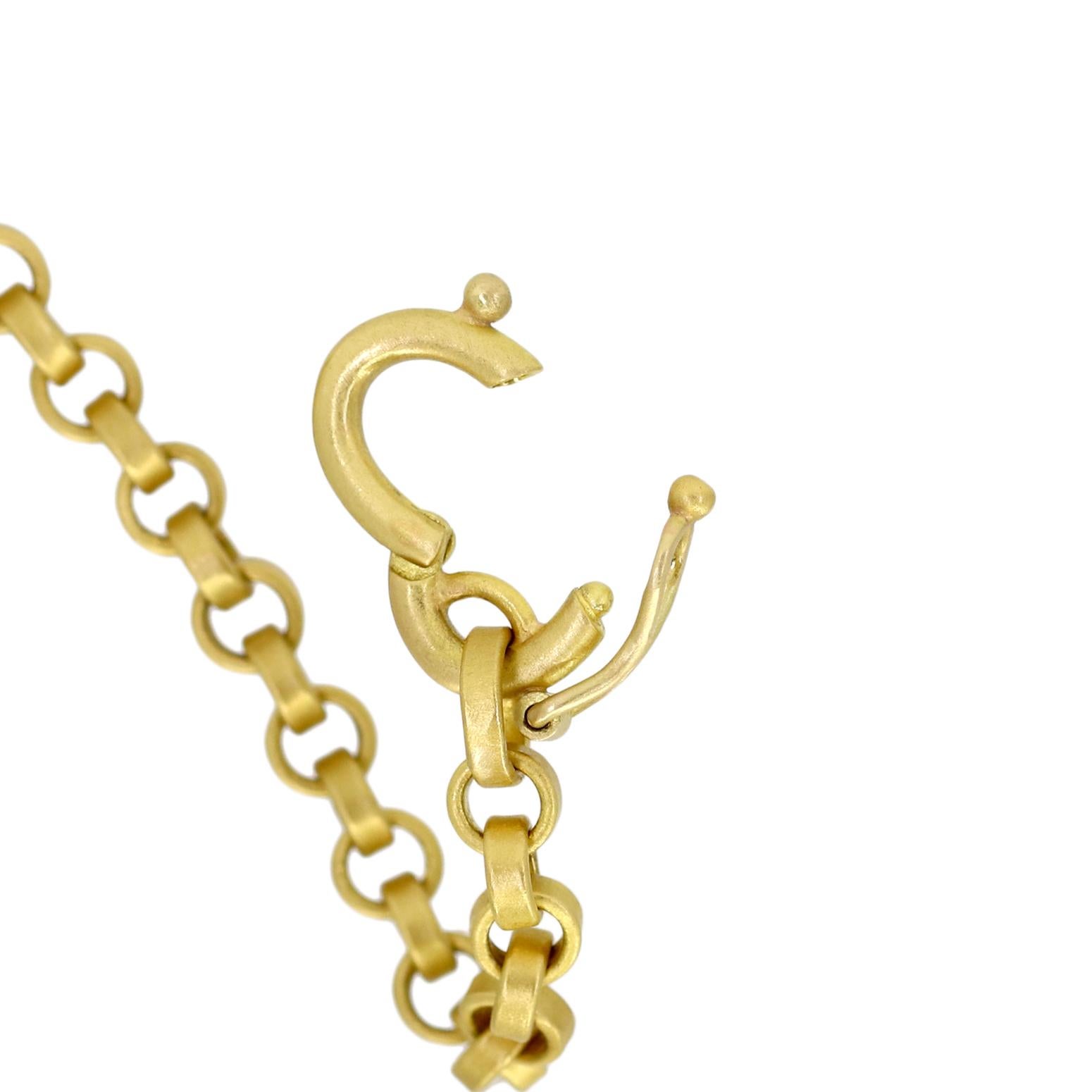 Contemporary Heavy 22k Yellow Gold Rolo Link Chain Clasp Handmade Bracelet, Denise Betesh