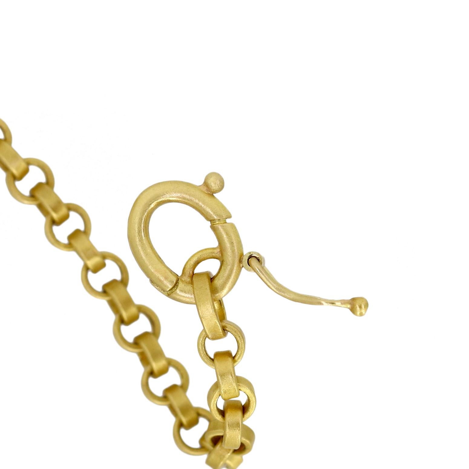 Heavy 22k Yellow Gold Rolo Link Chain Clasp Handmade Bracelet, Denise Betesh In New Condition In Dallas, TX