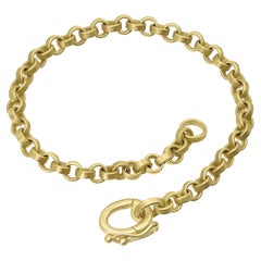 Schweres 22 Karat Gelbgold Rolo Gliederkette Verschluss Handgefertigtes Armband, Denise Betesh