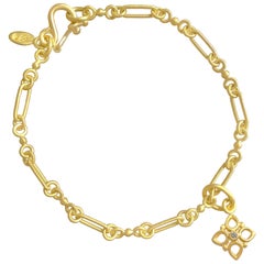 Denise Betesh White Diamond Cottonwood Single Ball Chain Link Bracelet