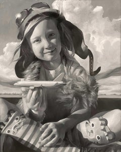 "Jet Stream" (2024) Ritratto originale di giovane ragazza, pittura a olio