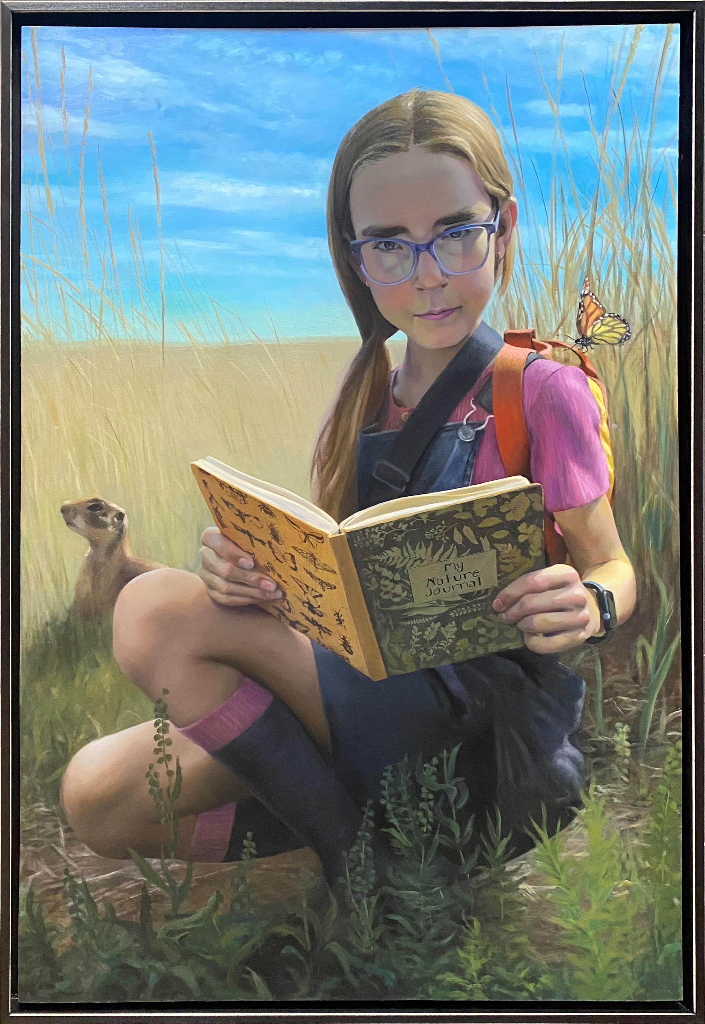 « Open- Ended » (2024) de Denise Dambrackas, peinture originale de portrait en techniques mixtes 4