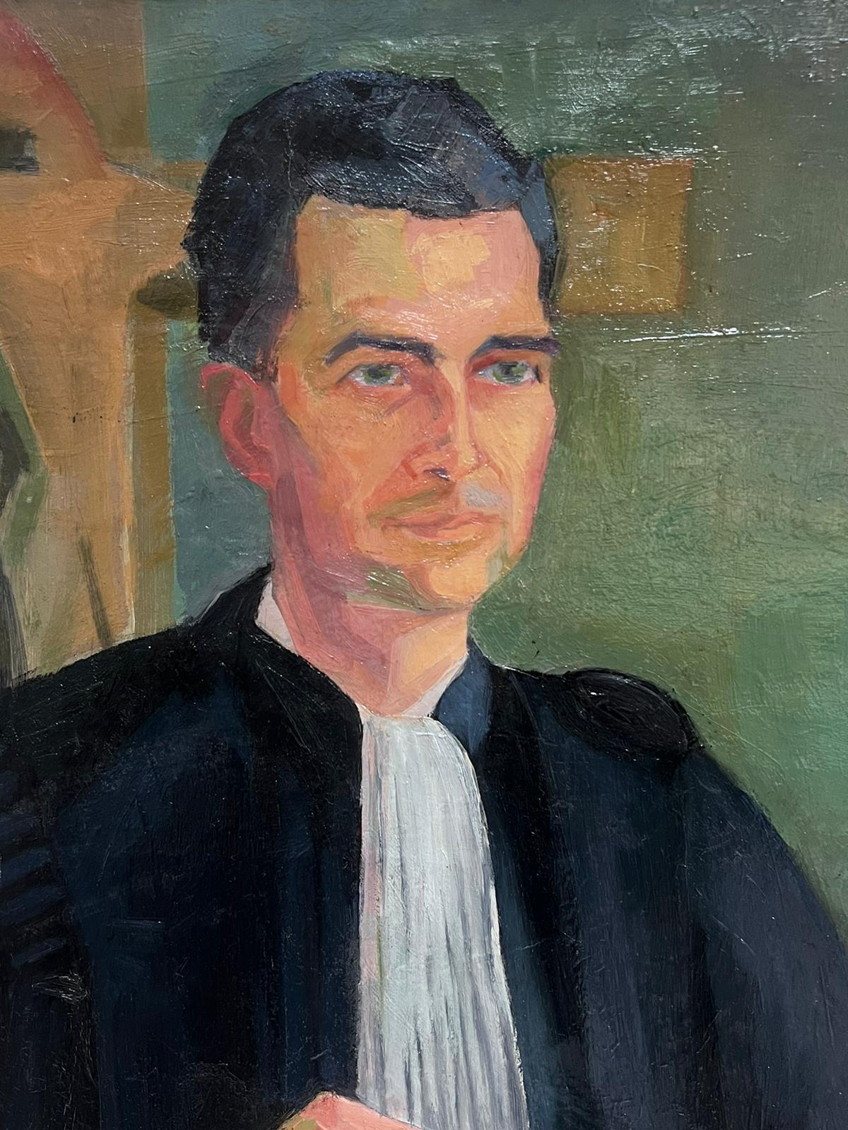The French Priest
by Denise Dardel (French circa 1950)
signed lower front, dated 1950 verso
oil on canvas, unframed
canvas: 30 x 19.5 inches
provenance: private collection
condition: very good and sound condition