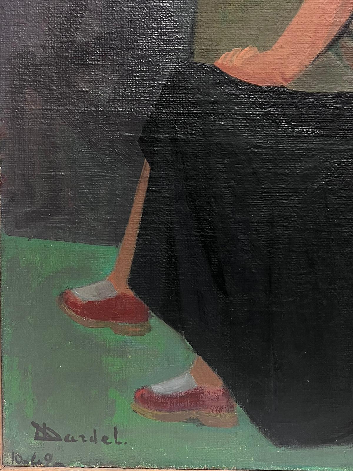 Retrato de una dama/ obra de doble cara
de Denise Dardel (artista francesa de mediados del siglo XX)
óleo sobre lienzo firmado, enmarcado
de 1949
enmarcado: 26,5 x 22 pulgadas
lienzo: 26 x 21 pulgadas
procedencia: colección privada, París

estado: