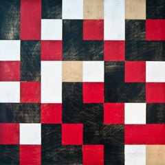 "Cipher Nine (Sense)", abstract, acrylic, painting, geometric, red, black, white