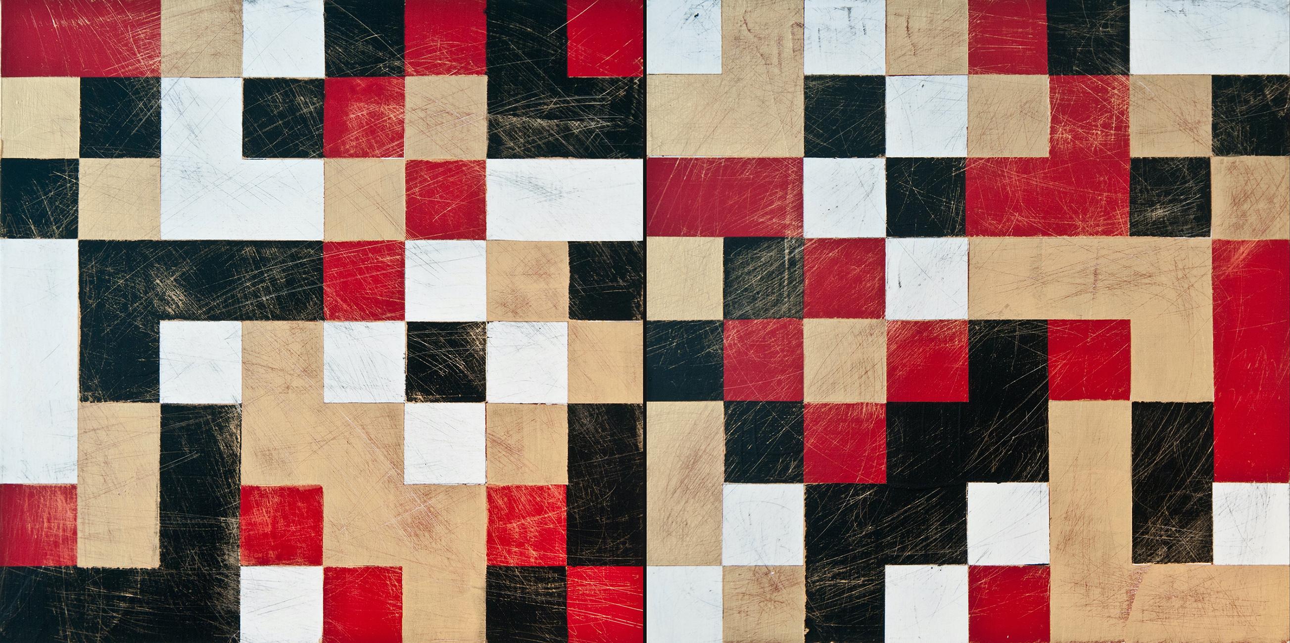 « Cipher Thirty One (Sense + Antisense) », peinture abstraite, géométrique et acrylique
