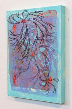 "Exponential 11", acrylic, painting, abstract, teal, blue, red