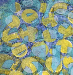 "Exponential 5", abstract, acrylic, painting, green, teal, blue, yellow