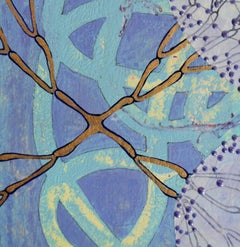 "Exponential 6", abstract, acrylic, painting, blue, yellow, teal, gold