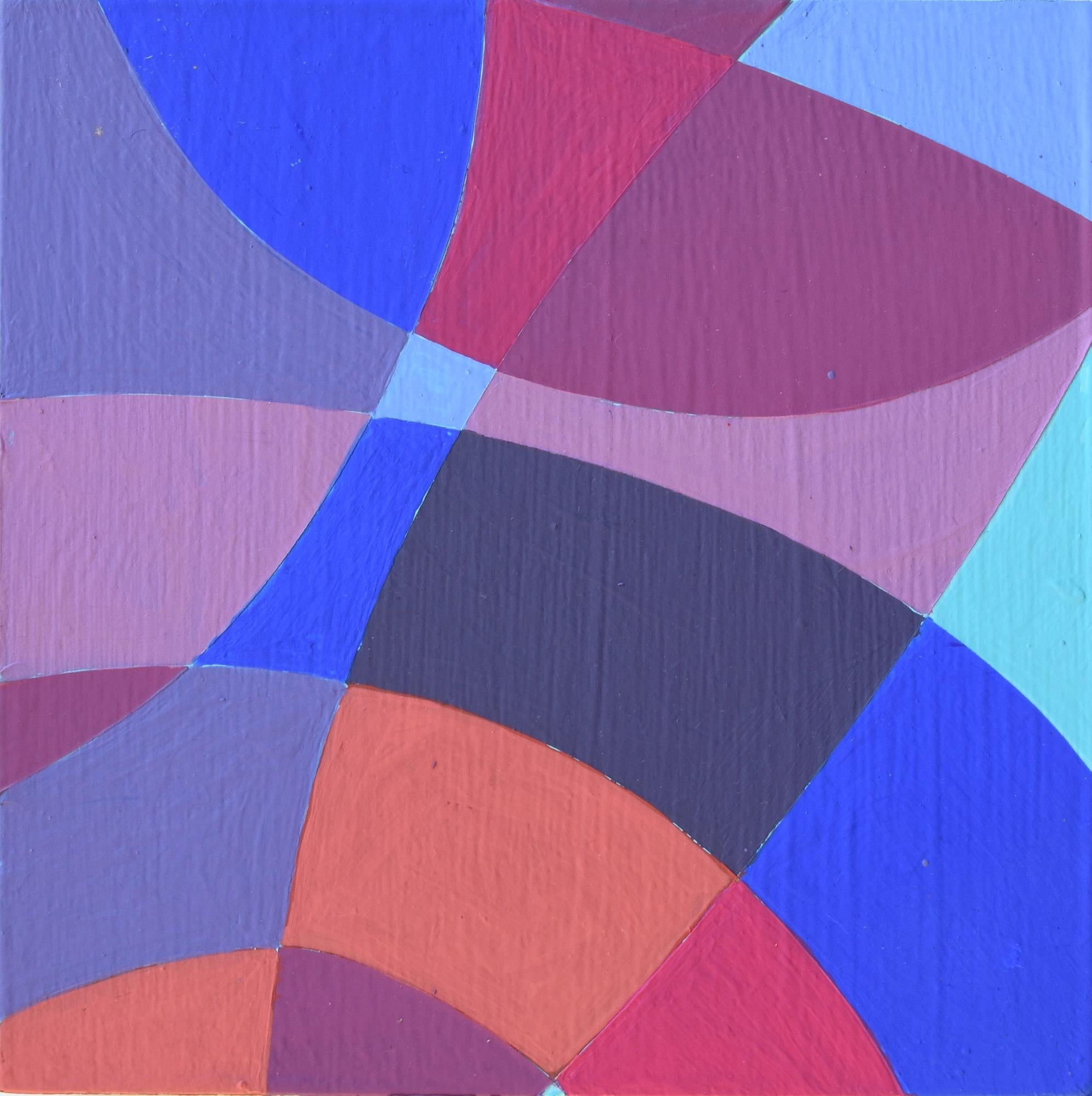 « Interaction 7 », triptyque, violet, bleu, magenta, peinture acrylique en vente 4