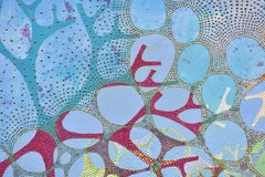 "Sentience", abstract, acrylic painting, turquoise, blue, red