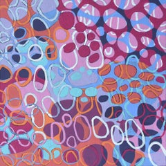 "String Theory 1", abstract, pink, orange, blue, acrylic painting