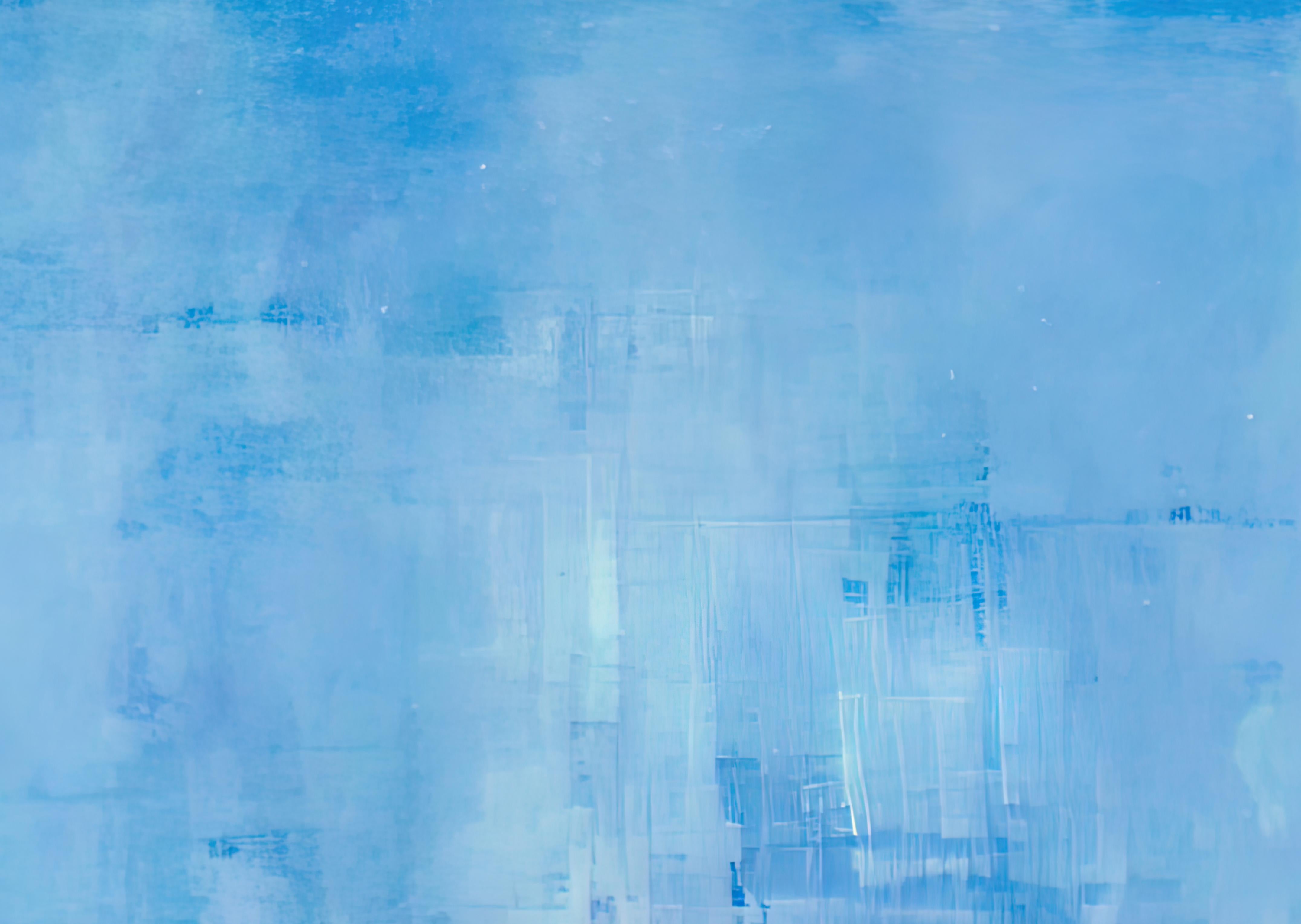Divided Lands, signiertes zeitgenössisches blaues abstraktes Farbfeld- Digitalgemälde (Farbfeldmalerei), Print, von Denise Dundon
