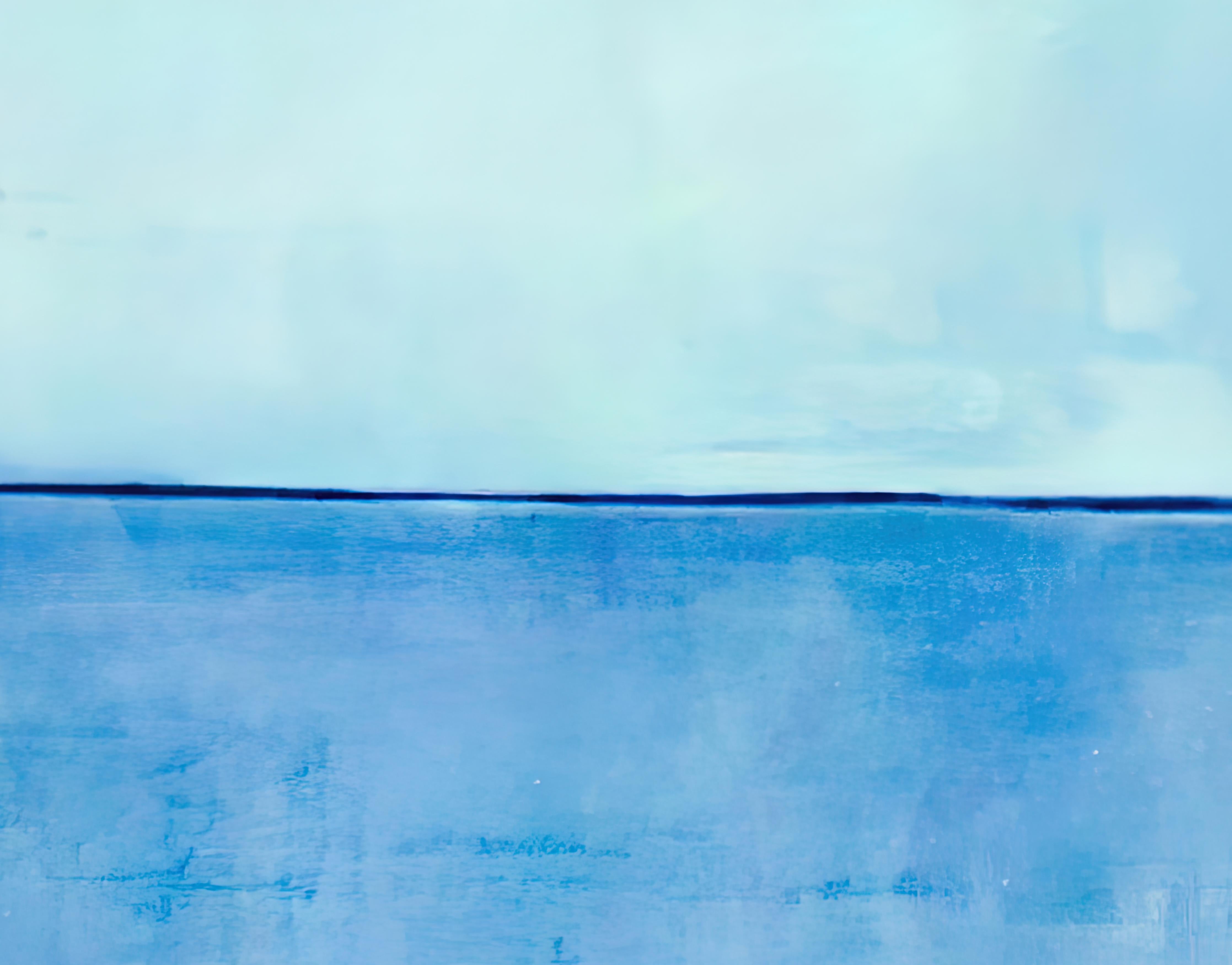 Divided Lands, signiertes zeitgenössisches blaues abstraktes Farbfeld- Digitalgemälde (Blau), Abstract Print, von Denise Dundon