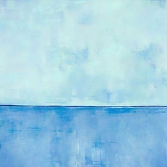 Divided Lands, peinture numérique contemporaine bleue abstraite signée