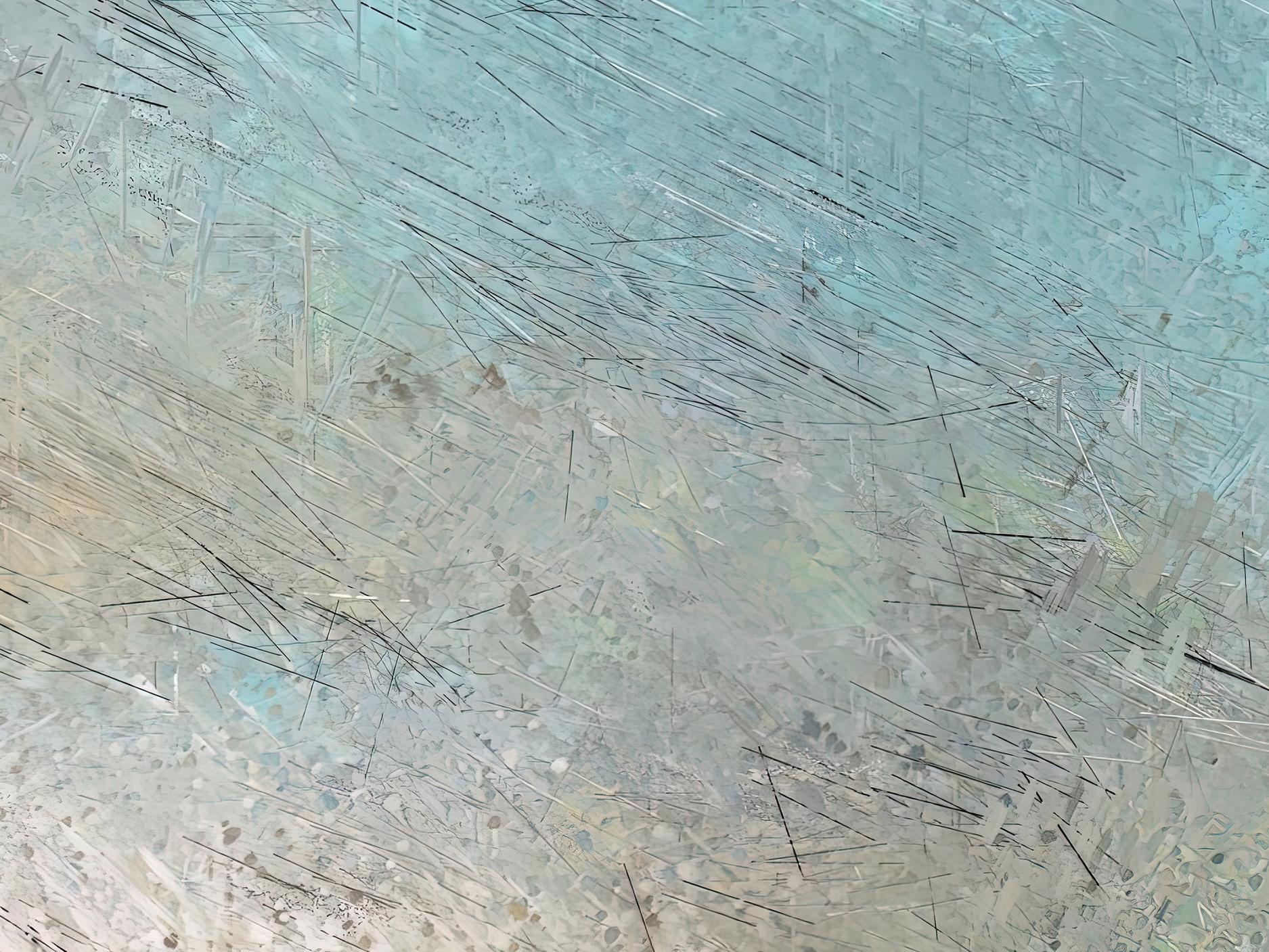 Unter der Illusion, signierter zeitgenössischer blauer abstrakter Digitalgemäldedruck – Painting von Denise Dundon