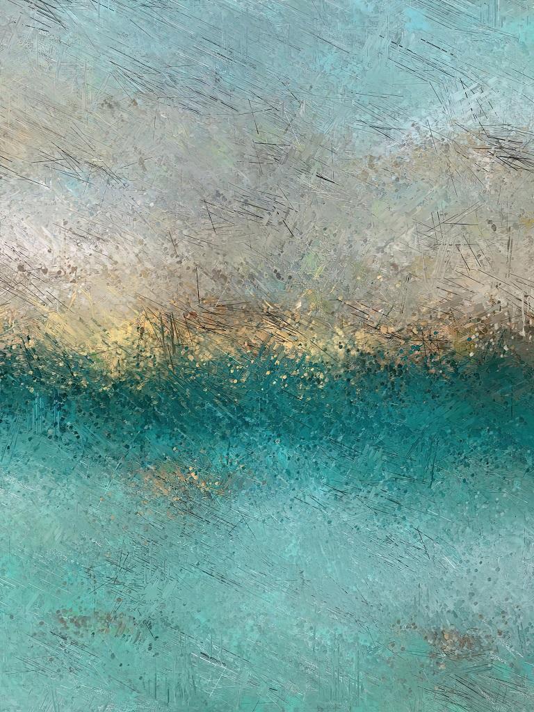 Denise Dundon Abstract Painting – Unter der Illusion, signierter zeitgenössischer blauer abstrakter Digitalgemäldedruck