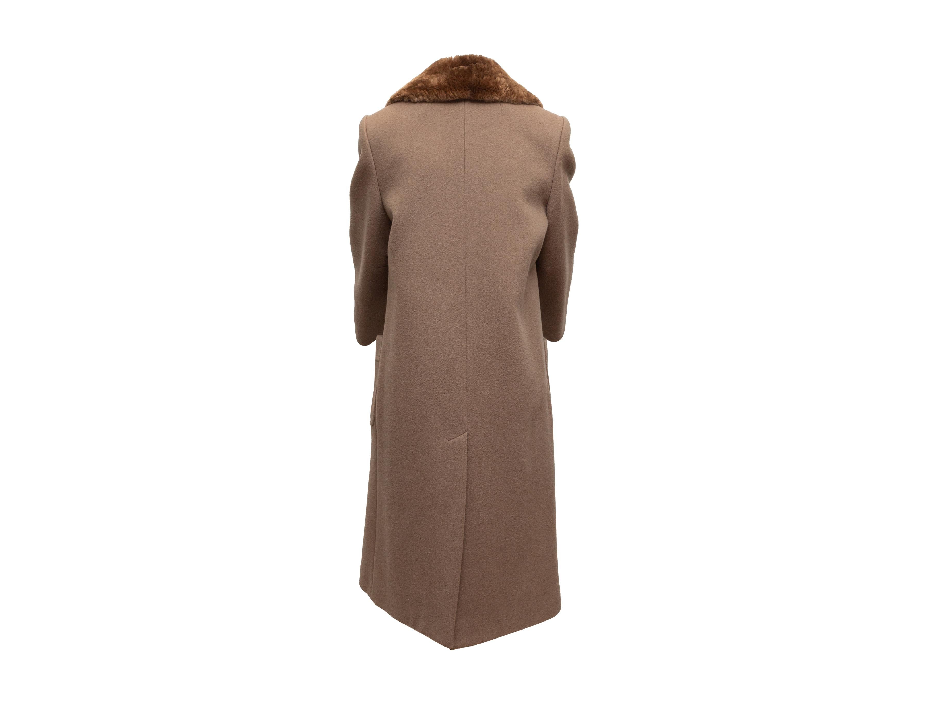 Denise For Windermere Light Brown Wool & Fur Coat In Good Condition In New York, NY