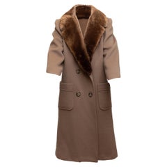 Denise For Windermere Light Brown Wool & Fur Coat