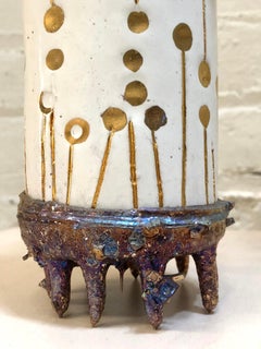 "Denise" Living Sculpture by Monty J, Ceramic, Bismuth Crystal, 22K Gold Luster