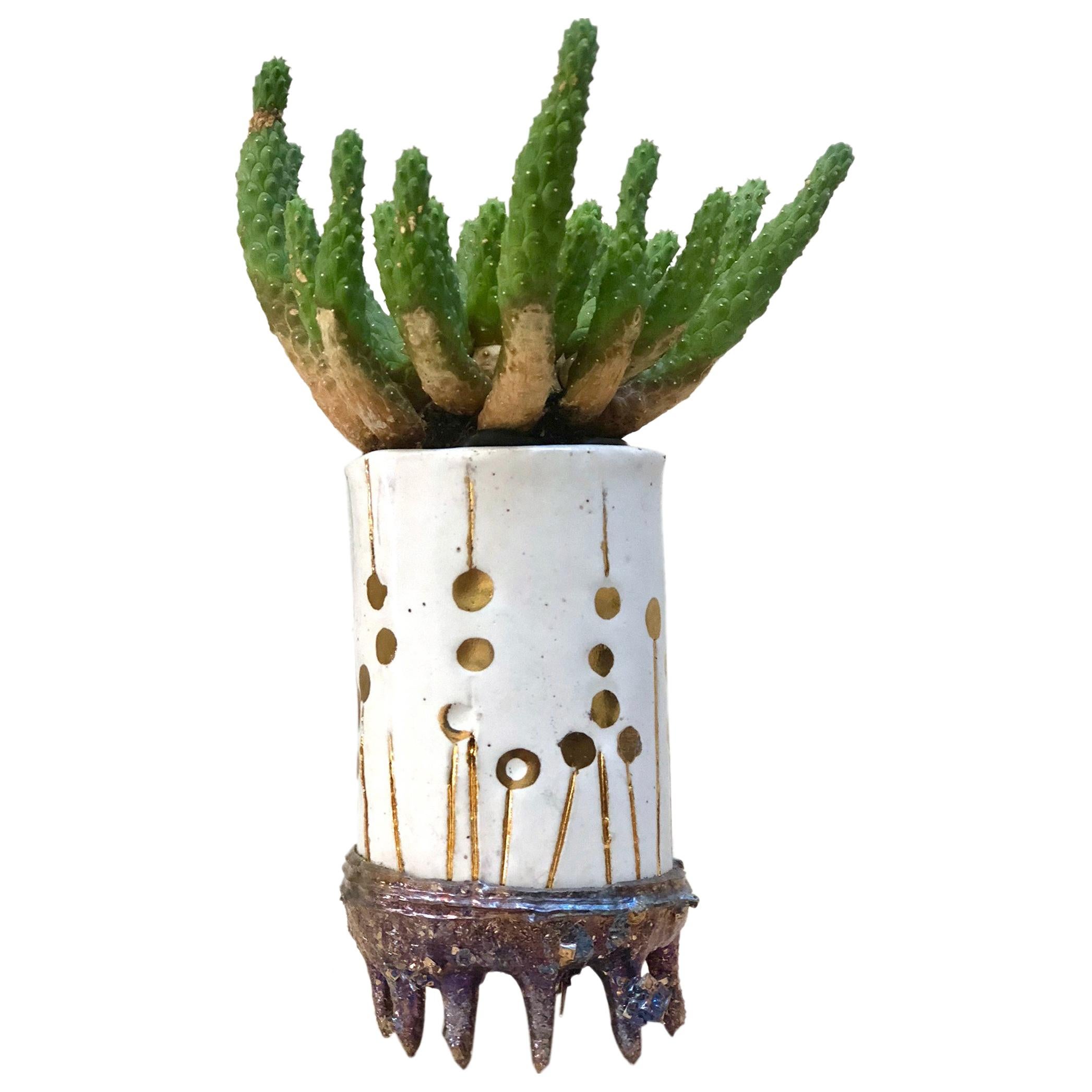 "Denise" Living Sculpture by Monty J, Ceramic, Bismuth Crystal, 22K