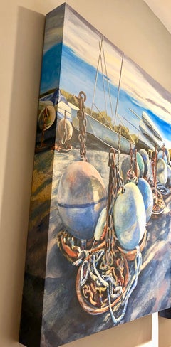 Mooring Balls, Atlantic Highlands Marina, peinture acrylique originale, 2020