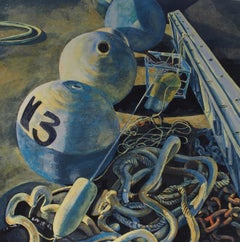 Mooring Balls, Atlantic Highlands Marina, peinture acrylique originale, 2020