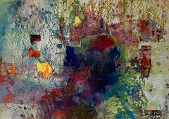 Fiddle-dee-dee-dee, peinture abstraite contemporaine originale en or jaune et rouge