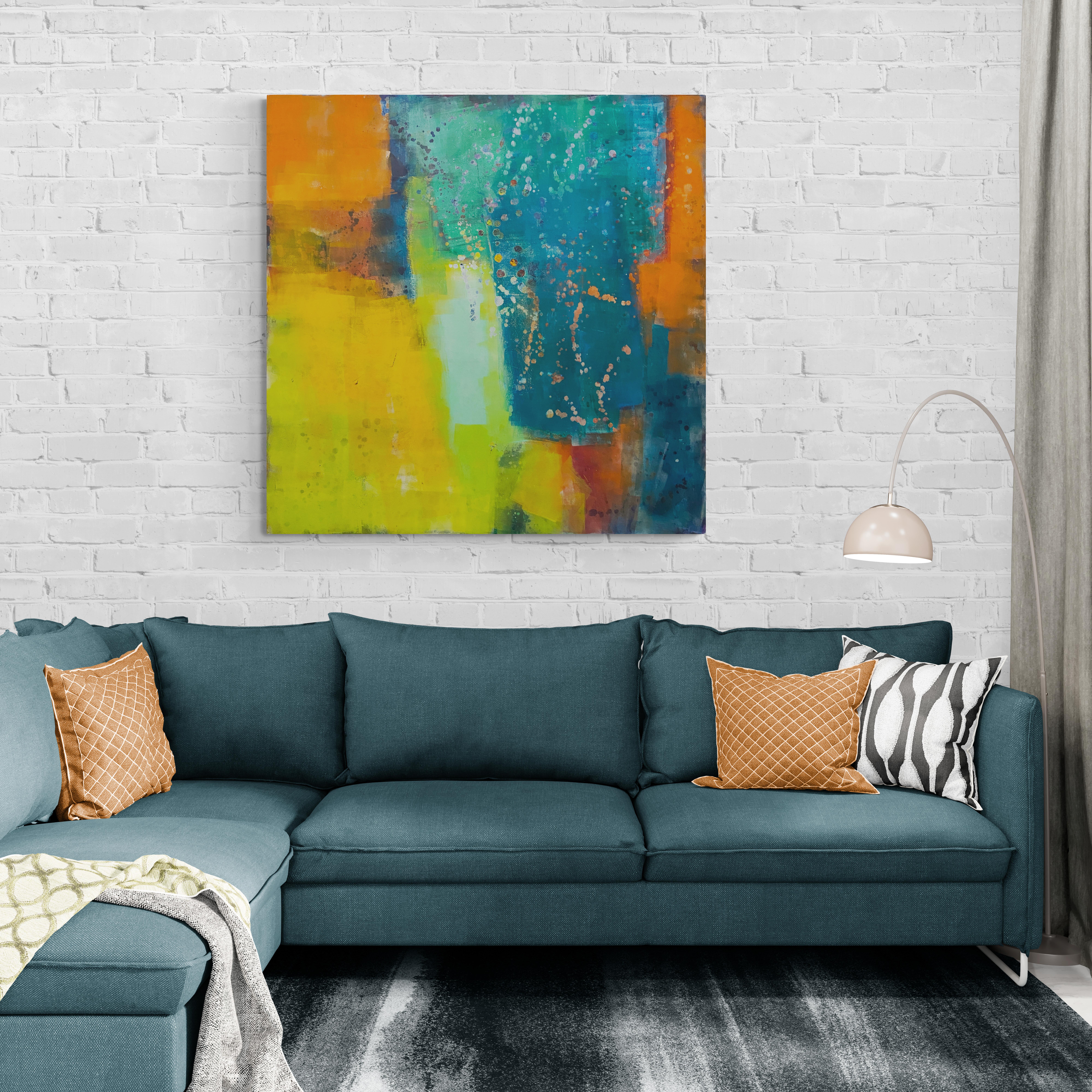Vicissitudes, Original Contemporary Blue Orange and Yellow Abstract Painting 2