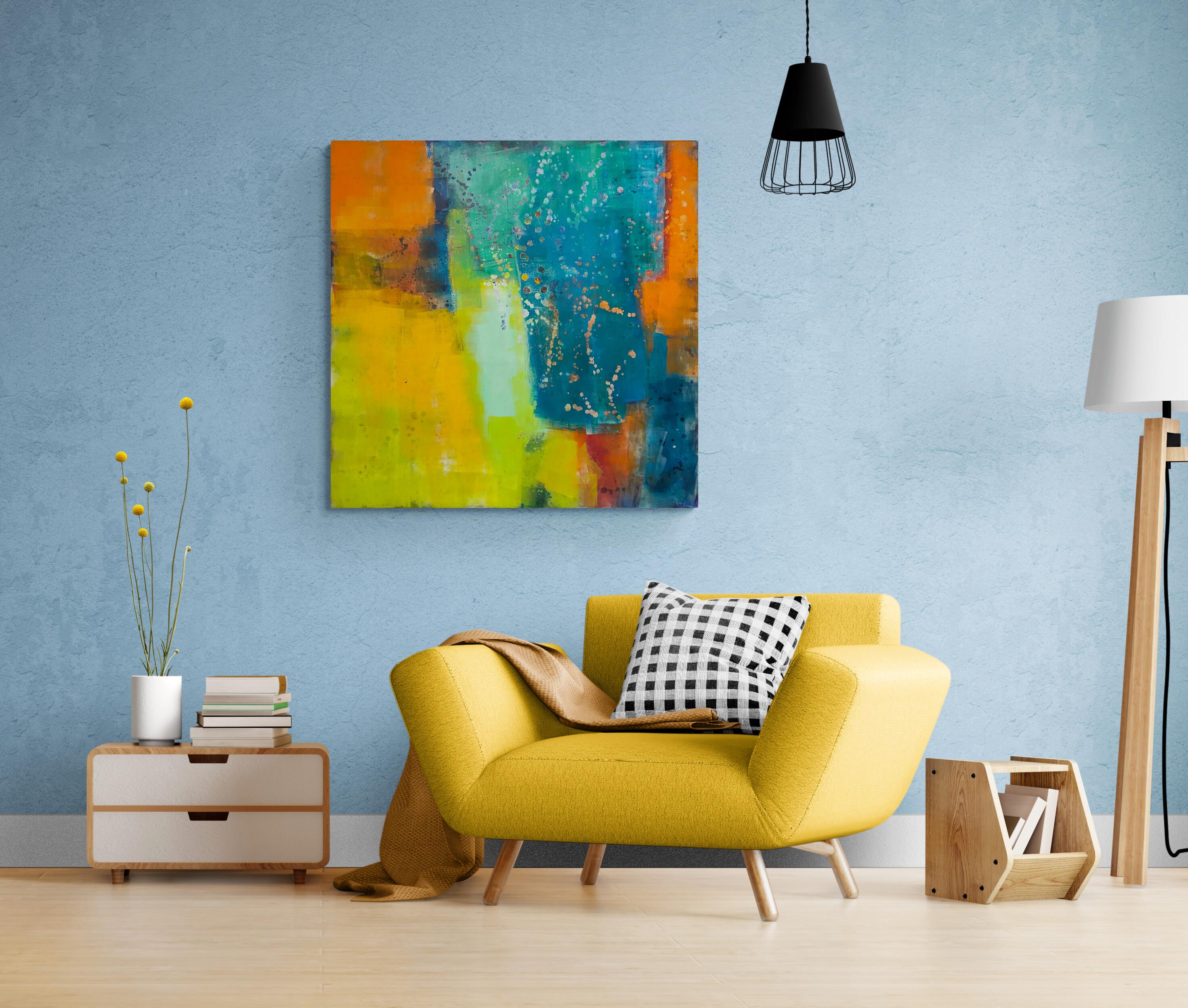 Vicissitudes, Original Contemporary Blue Orange and Yellow Abstract Painting 4