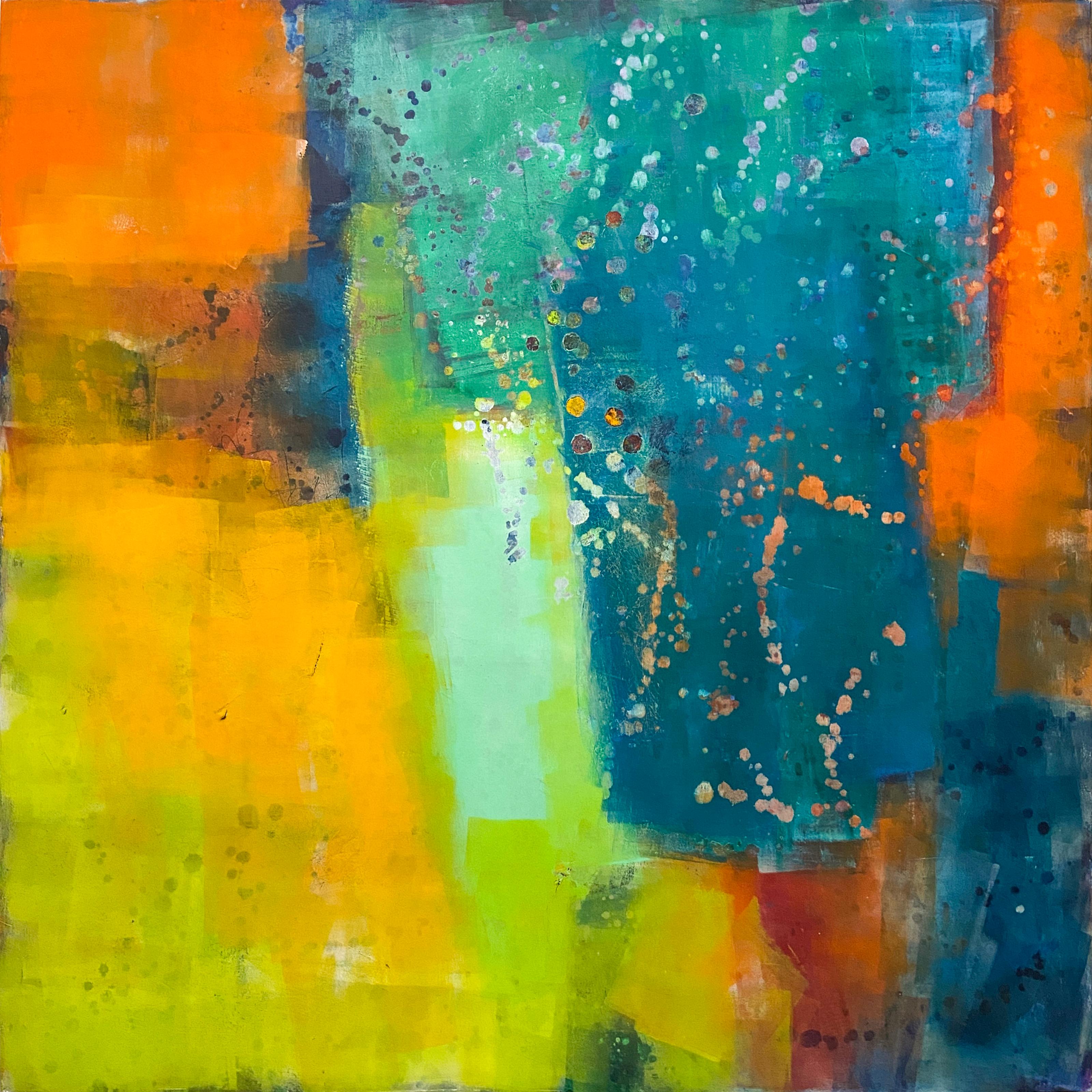 Vicissitudes, Original Contemporary Blue Orange and Yellow Abstract Painting