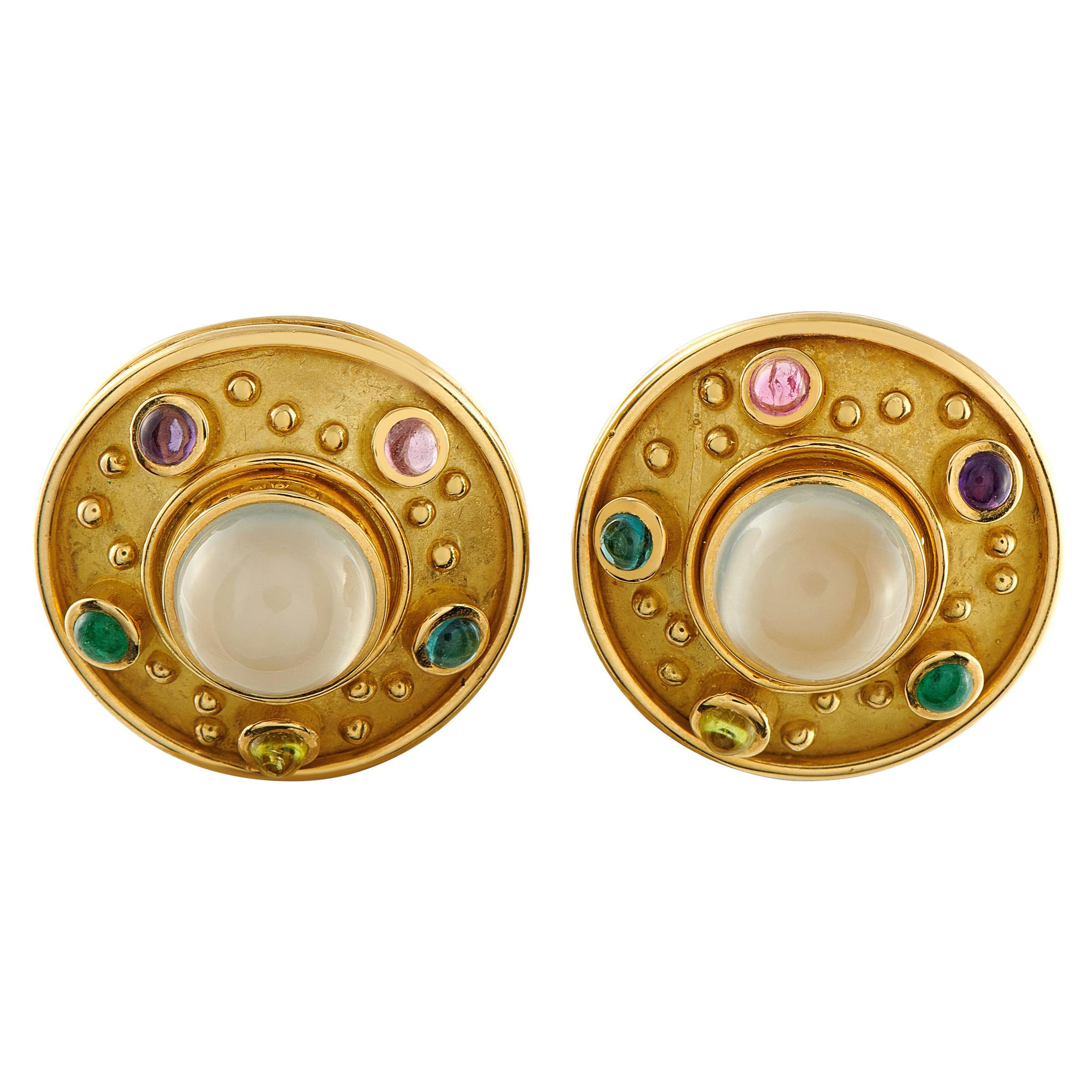 Denise Roberge Boucles d
oreilles à clip en or 18K avec pierre de lune DR09-122225 en vente