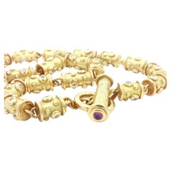 Denise Roberge 18k Gelbgold Lünette Diamond Beaded Zylinder Toggle Halskette Denise Roberge 18k Gelbgold Lünette Diamond Beaded Zylinder Toggle Halskette