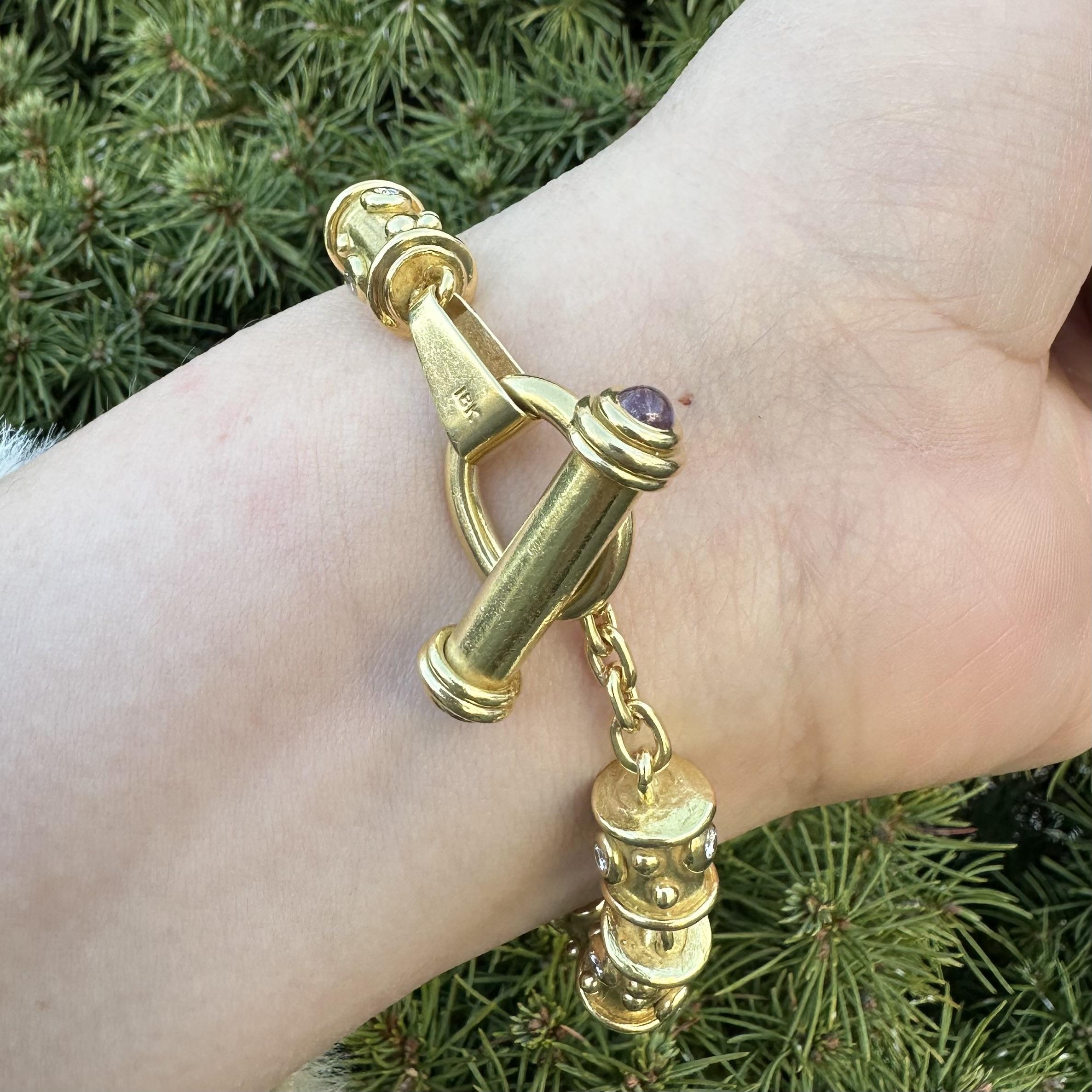 Denise Roberge Pulsera de Oro Amarillo de 18k con Diamantes Cilíndricos Redondos en venta 6