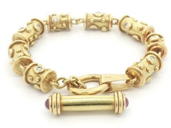 Denise Roberge Bracelet à bascule en or jaune 18k avec diamants ronds et cylindriques