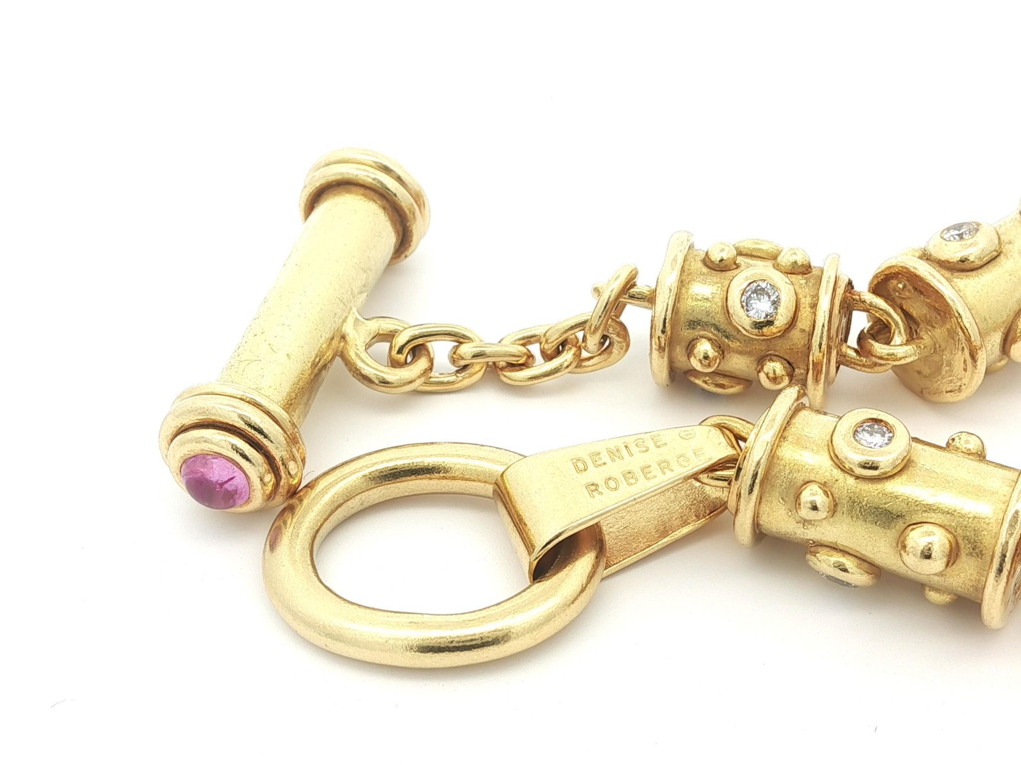 Denise Roberge Pulsera de Oro Amarillo de 18k con Diamantes Cilíndricos Redondos en venta 1