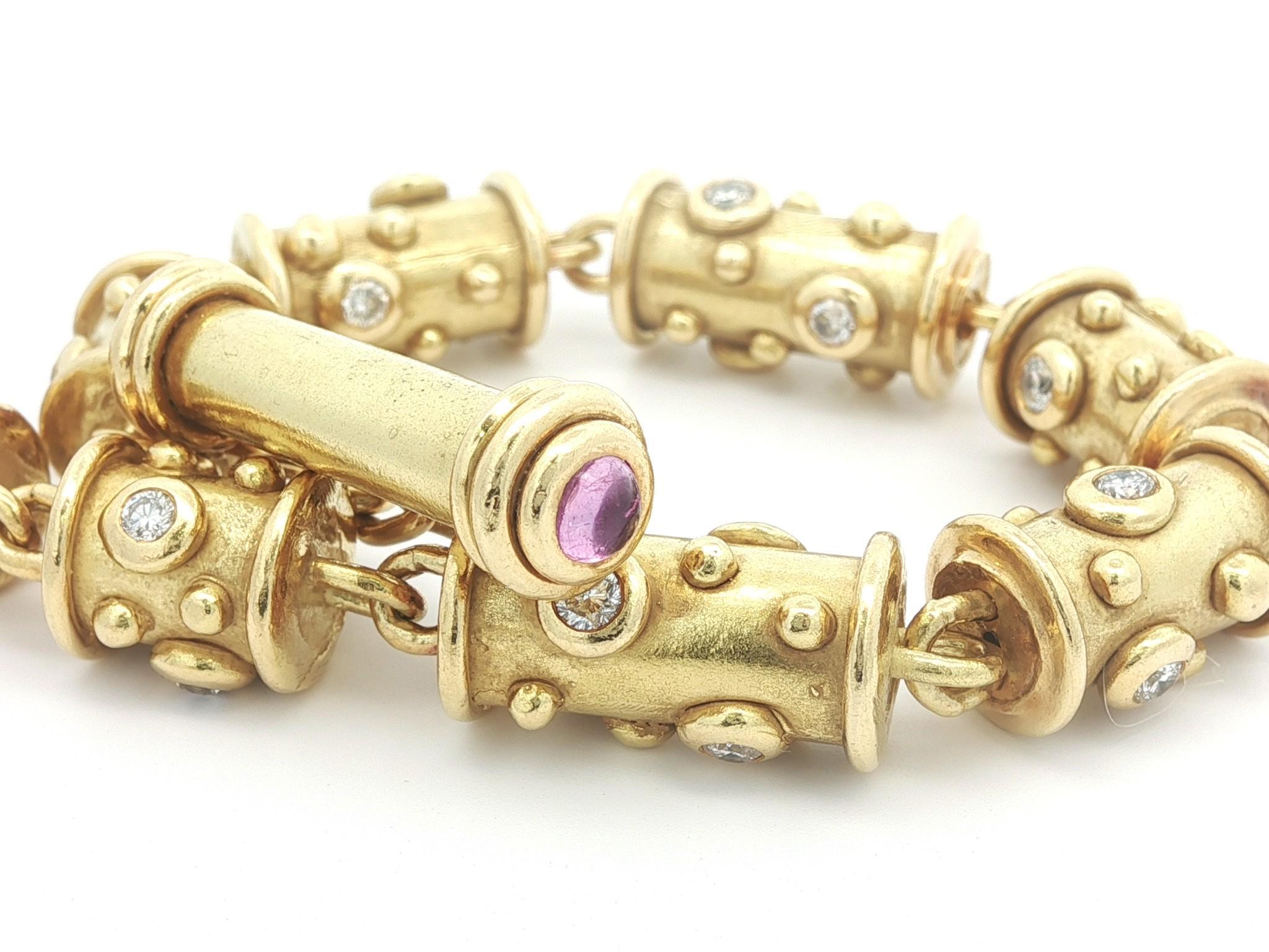 Denise Roberge Pulsera de Oro Amarillo de 18k con Diamantes Cilíndricos Redondos en venta 2