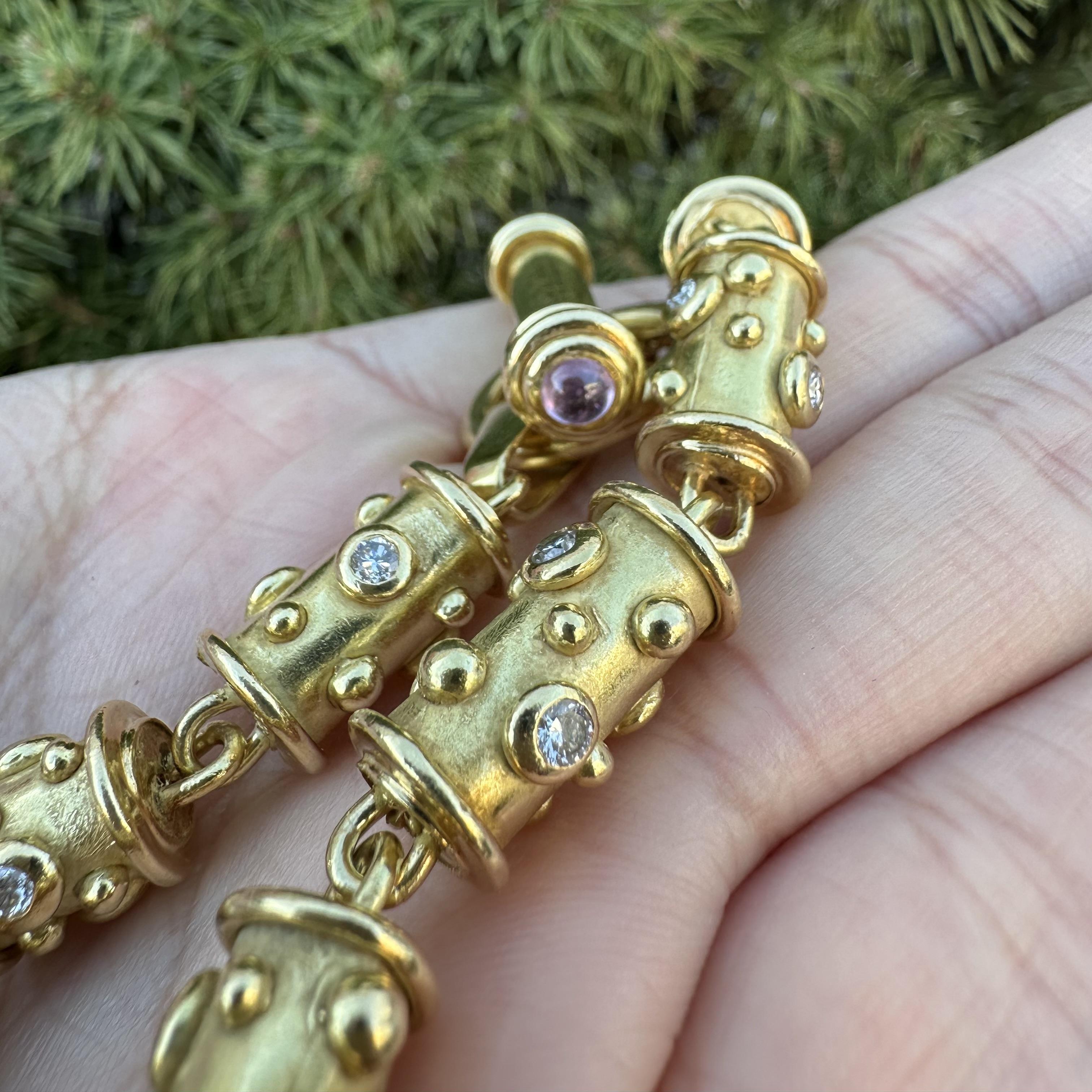 Denise Roberge Pulsera de Oro Amarillo de 18k con Diamantes Cilíndricos Redondos en venta 4