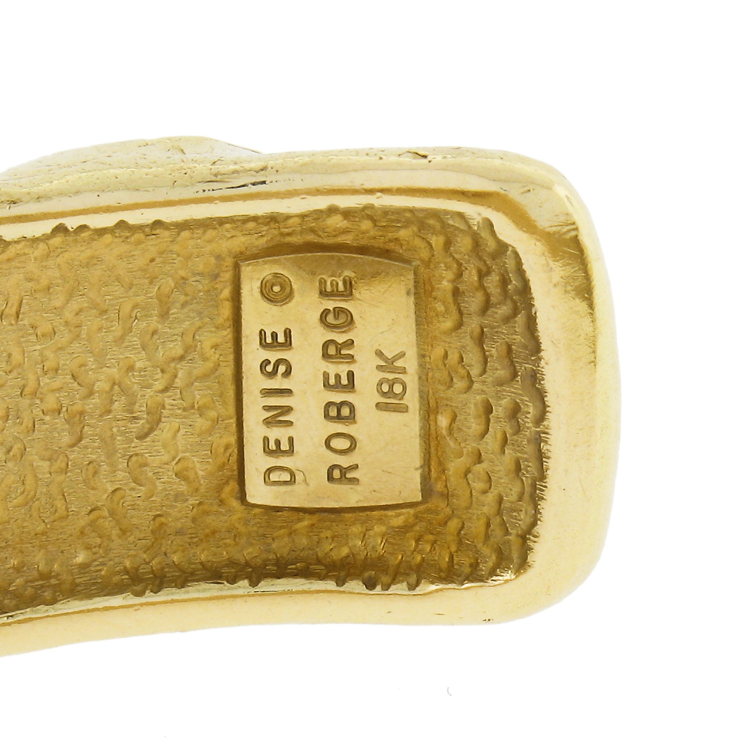 Denise Roberge 18k Yellow Gold Greek Writing Open Cuff Bracelet w/ Dangle Ball For Sale 4