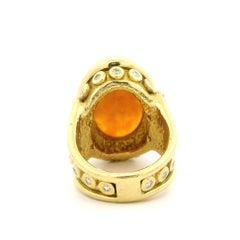 Denise Roberge Or jaune 18k Opale ovale Lunette Diamant Large Bold Heavy Ring