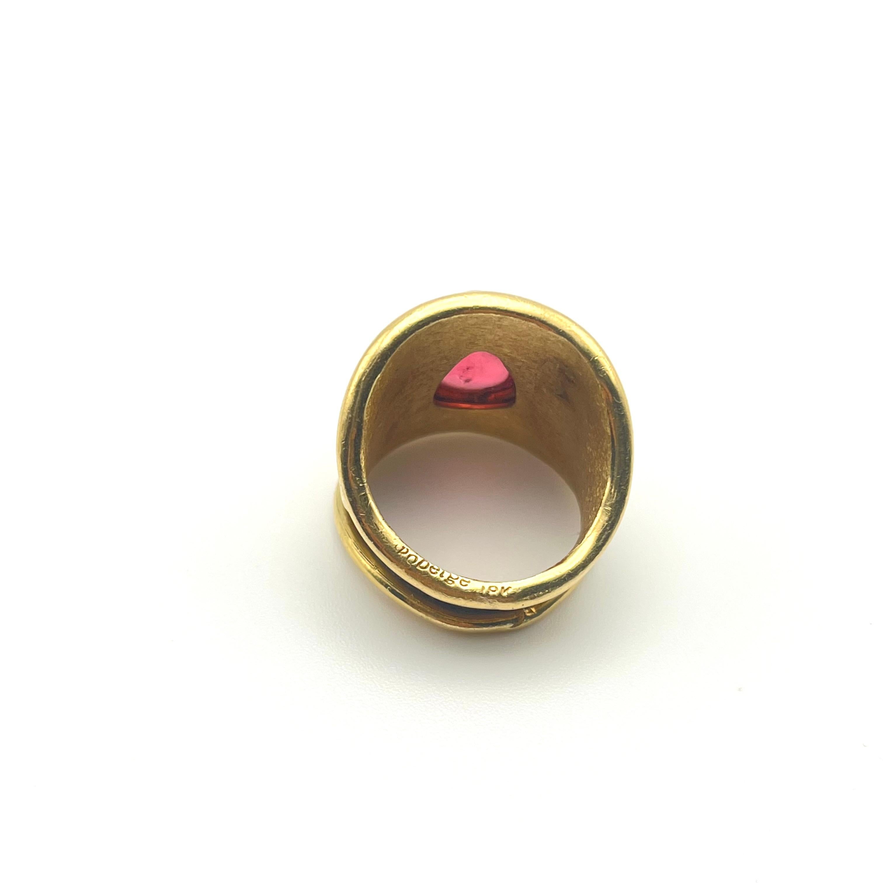 Cabochon Denise Roberge 18KT Pink Tourmaline Ring For Sale