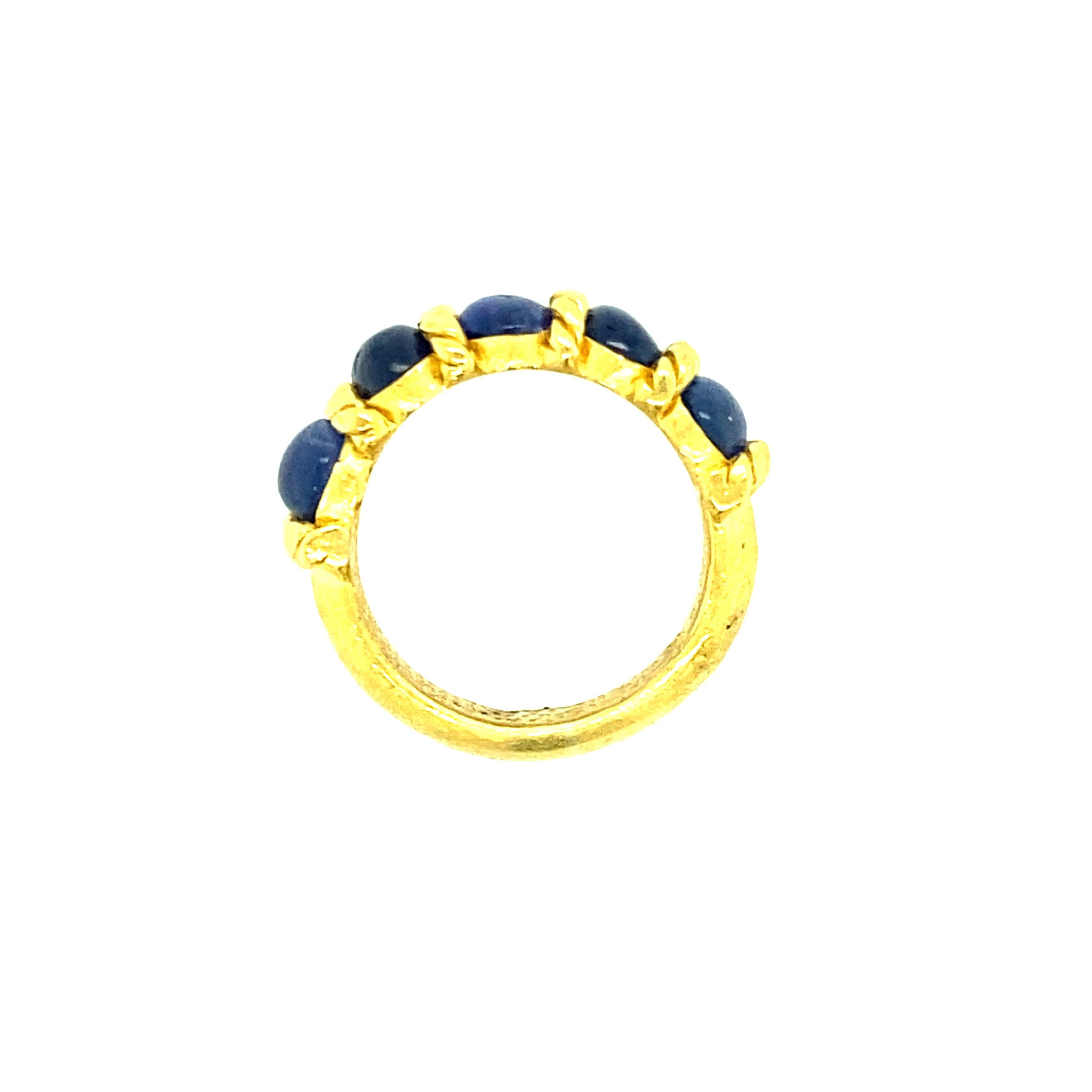 Contemporary  22 Karat Gold Natural Blue Oval Sapphire Ring