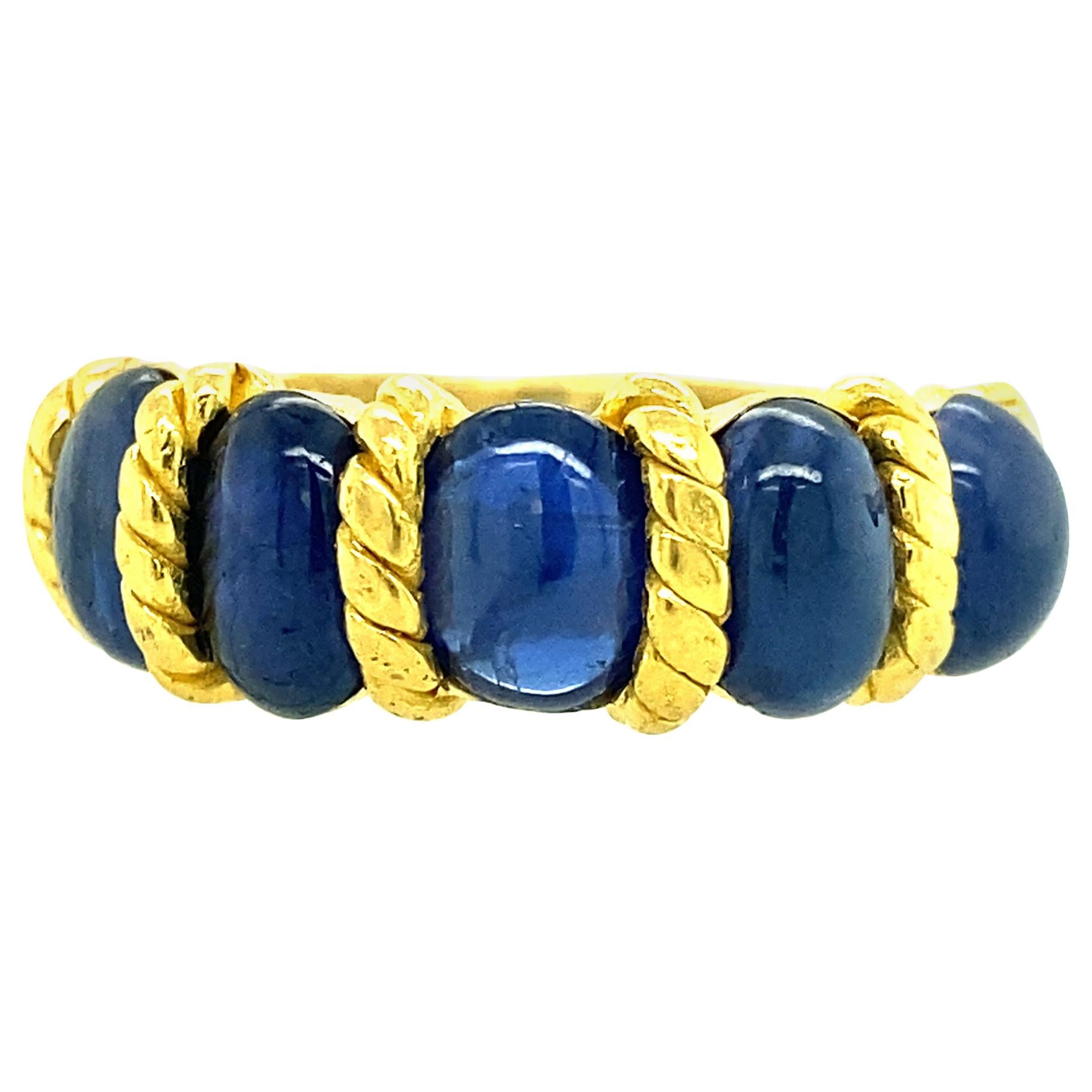  22 Karat Gold Natural Blue Oval Sapphire Ring