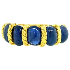  22 Karat Gold Natural Blue Oval Sapphire Ring