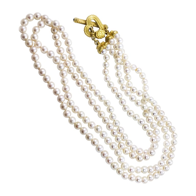 Denise Roberge 22 Karat Japanese Pearl Necklace For Sale at 1stDibs